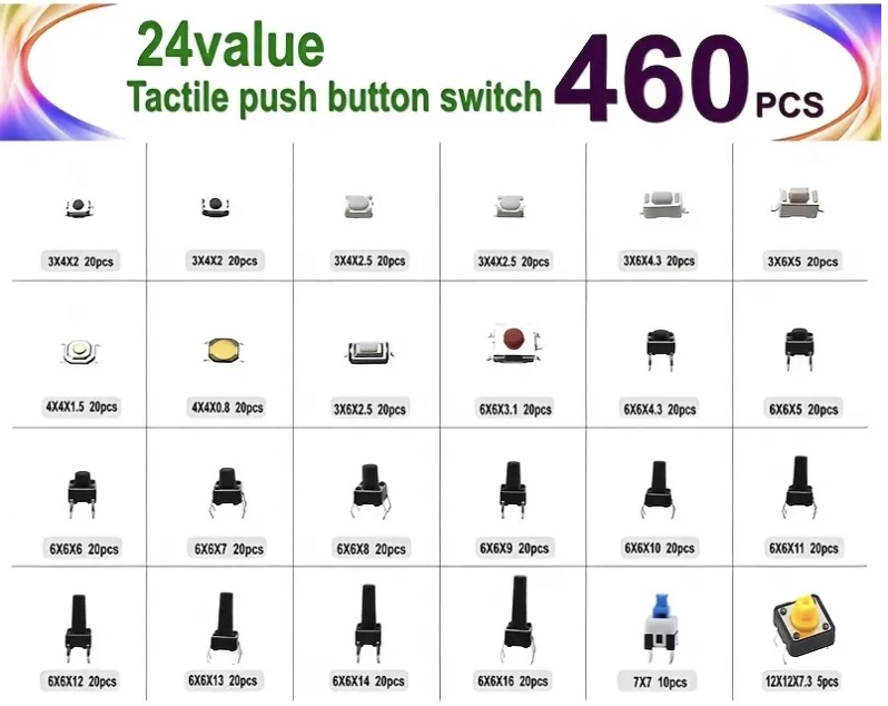 Tactile Push Button Switch Kit - 460 Piece - Image 2