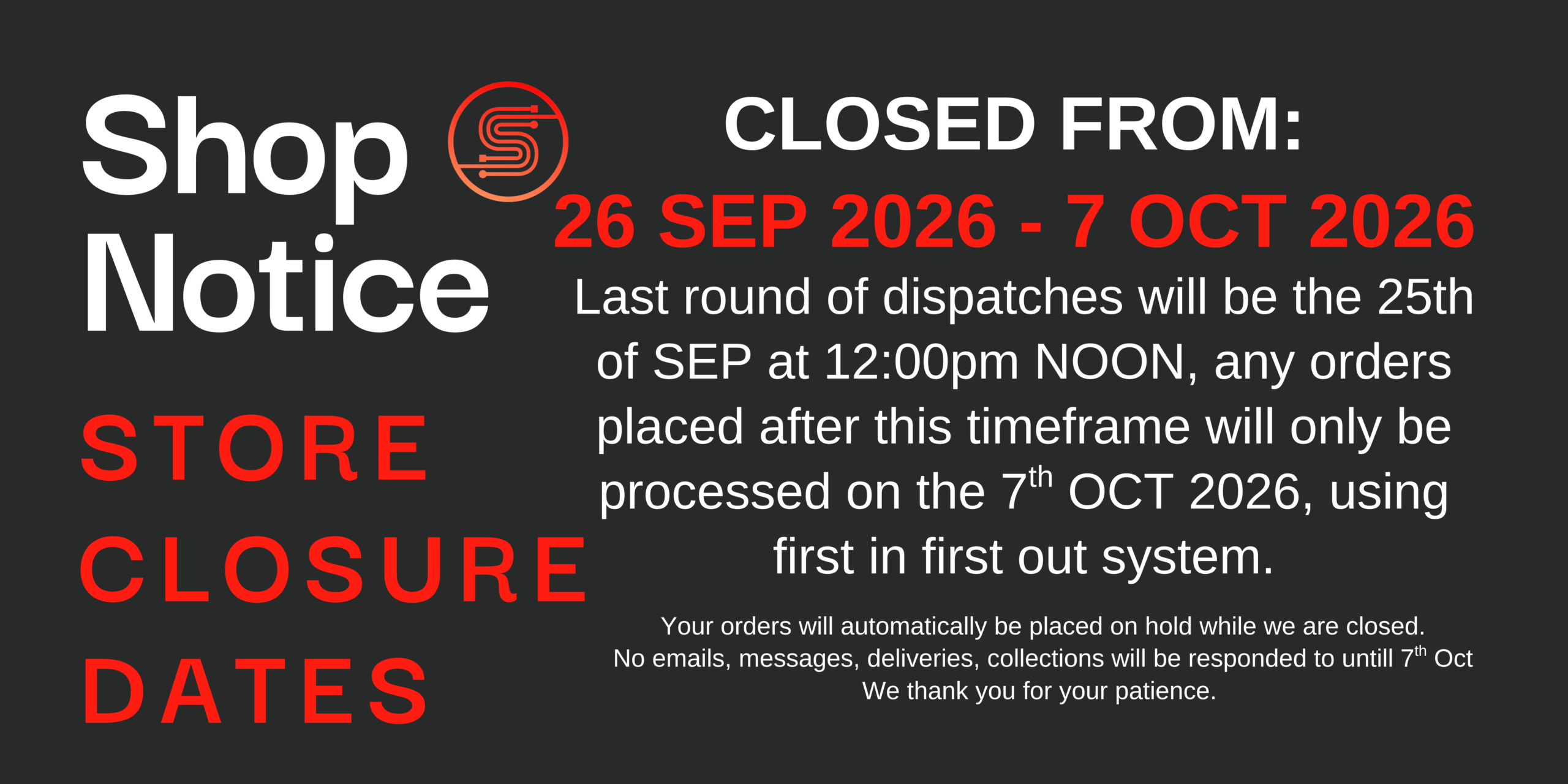 SHOP NOTICE