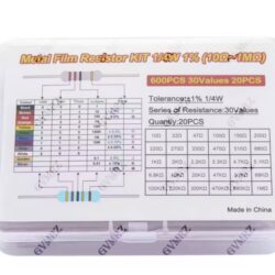 30Values 1/4W 1% Metal Film Resistor Kit - 600 Piece