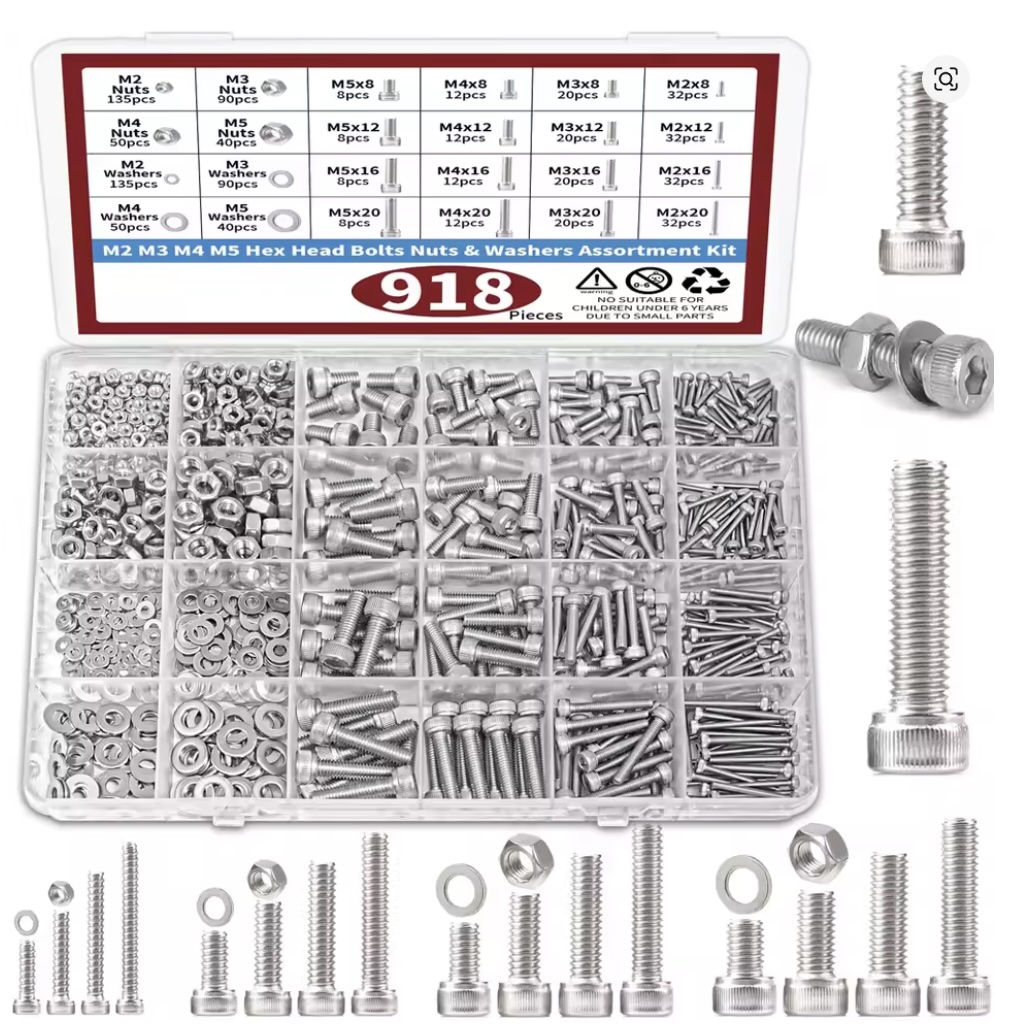 Stainless Steel Hex Head Screw Set - 918 Piece - Image 2